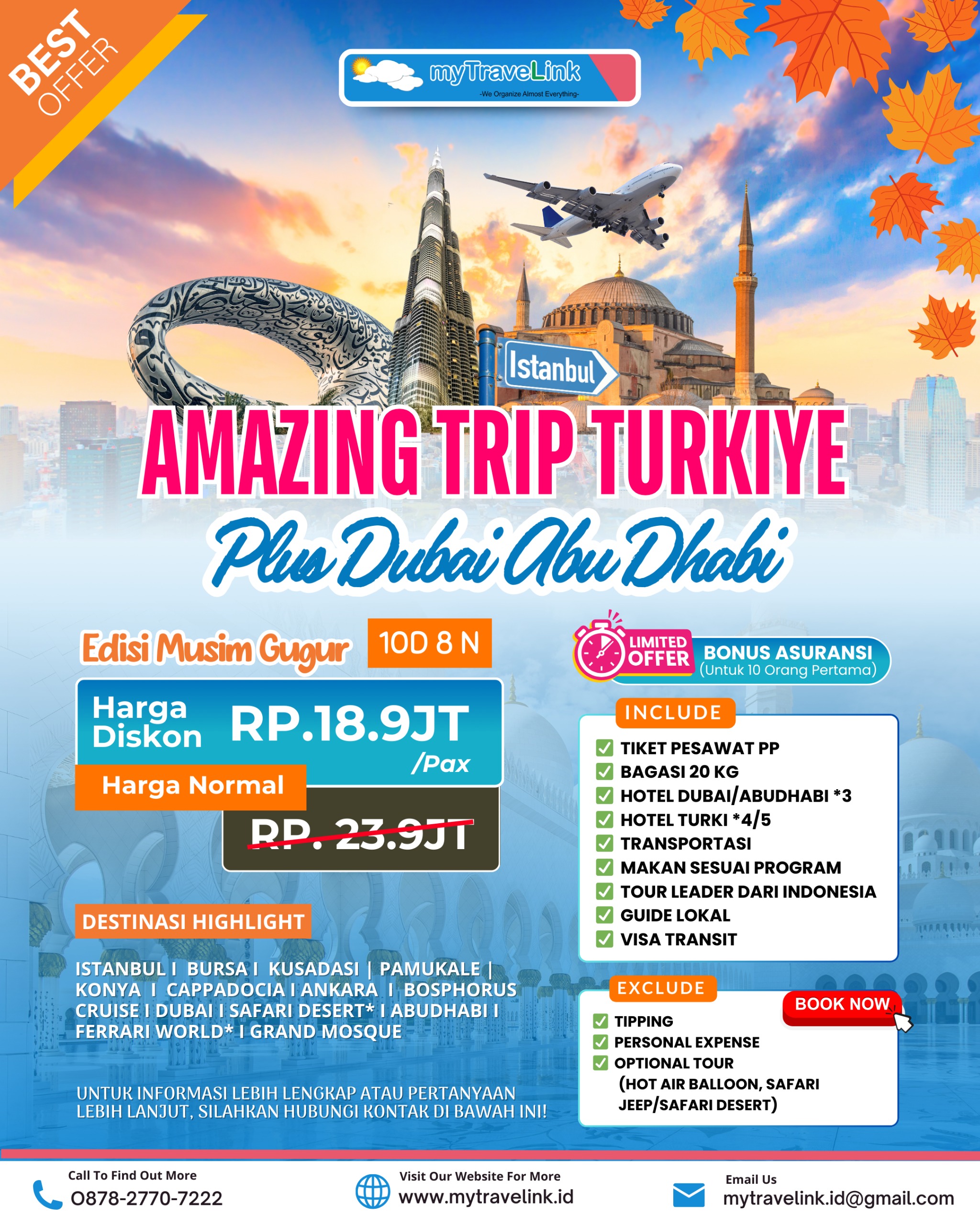 OPEN TRIP LANGKA 3 NEGARA TURKI - DUBAI & ABU DHABI
